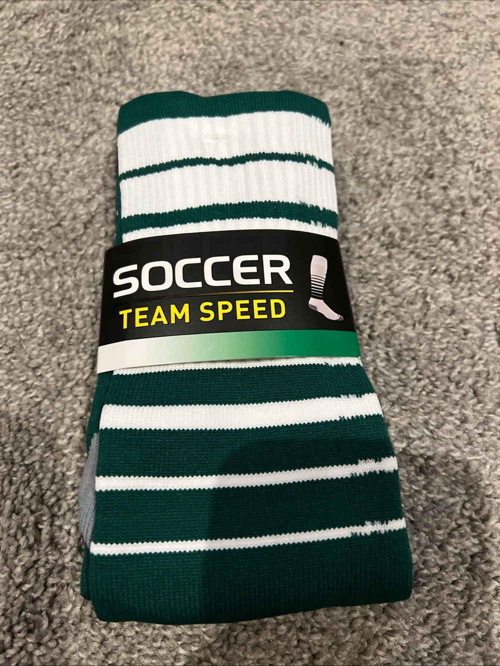 adidas Green & White Striped Soccer Crew Socks